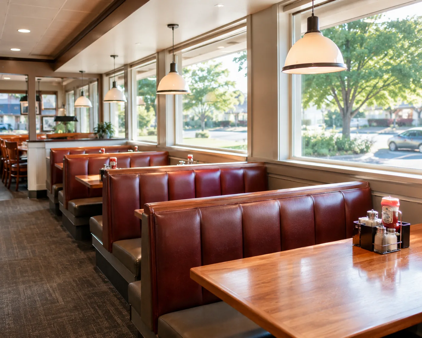 Bright diner interior during the day, related to IHOP's all-day menu and operating hours