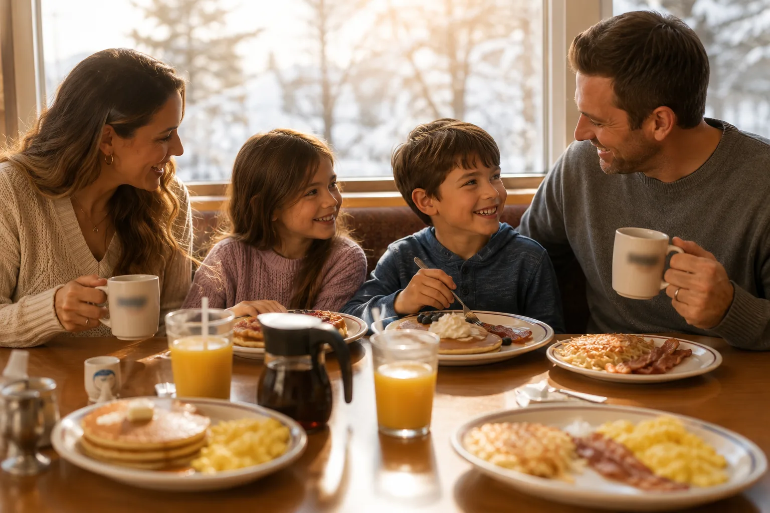 Cozy breakfast plate scene, related to IHOP's holiday hours and Christmas schedule