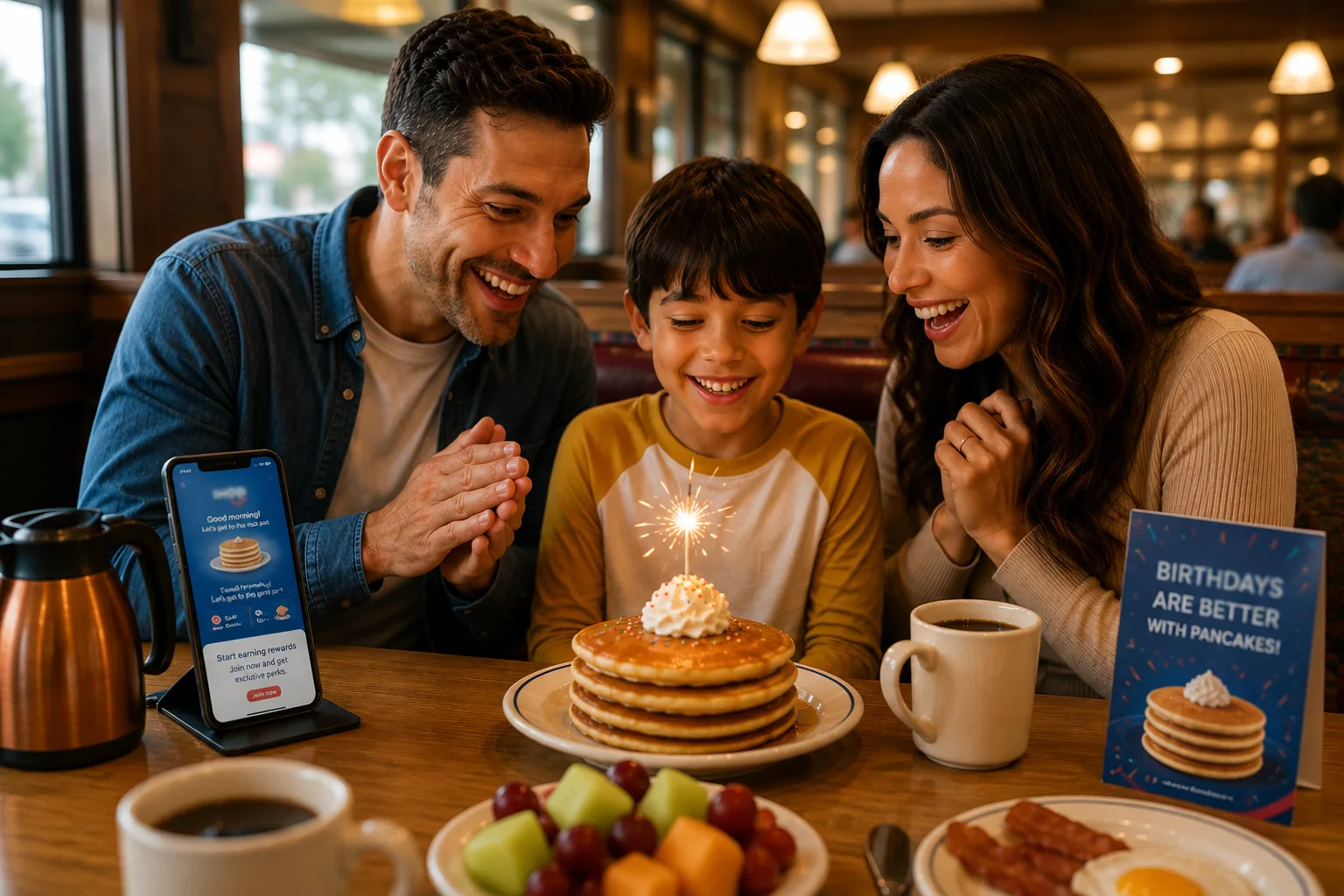 Pancakes with a candle, related to IHOP's rewards birthday reward