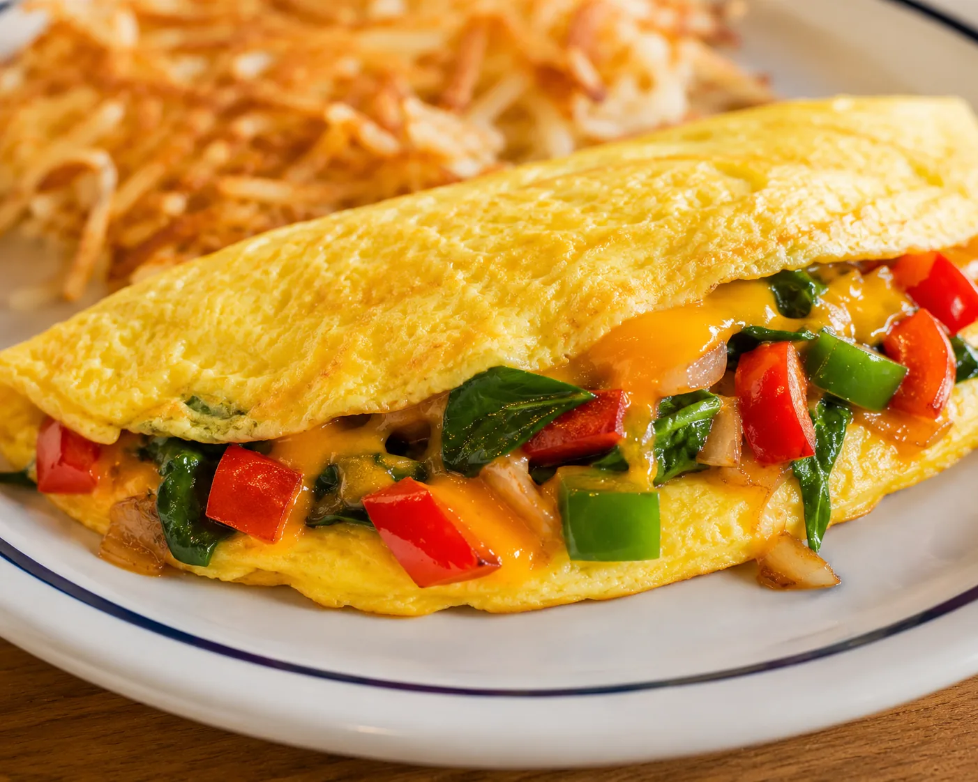 Vegetable omelette with peppers and cheese, a vegetarian option on IHOP's menu
