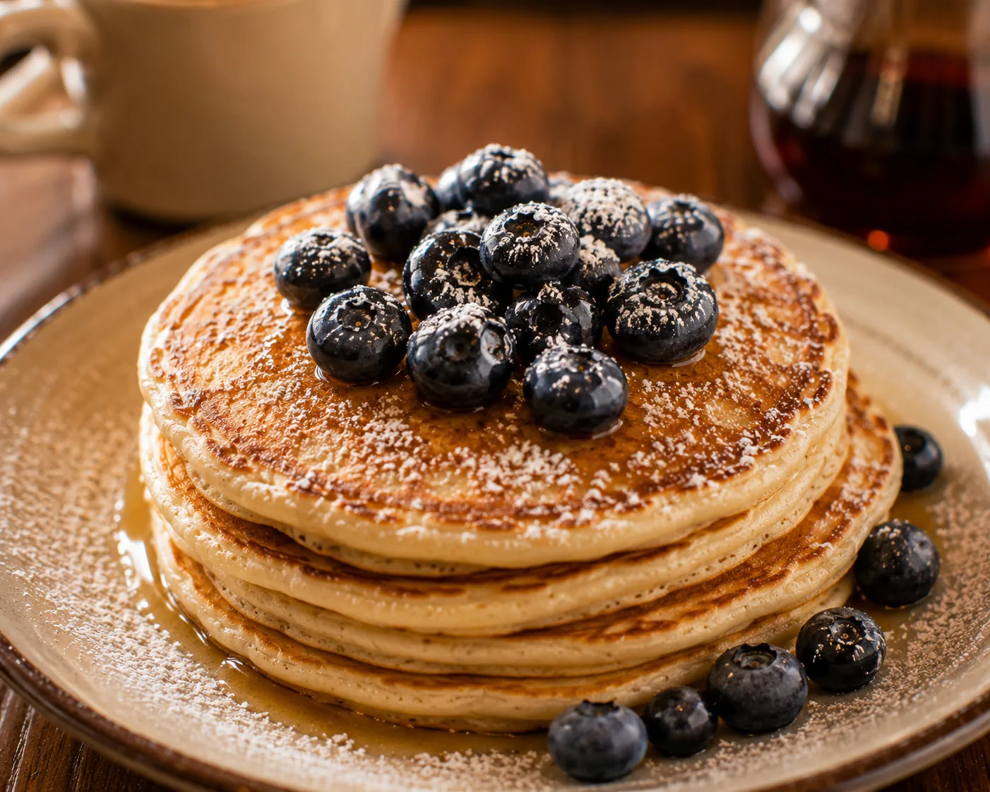 Pancake stack with blueberries, related to comparing IHOP and Cracker Barrel pancake quality