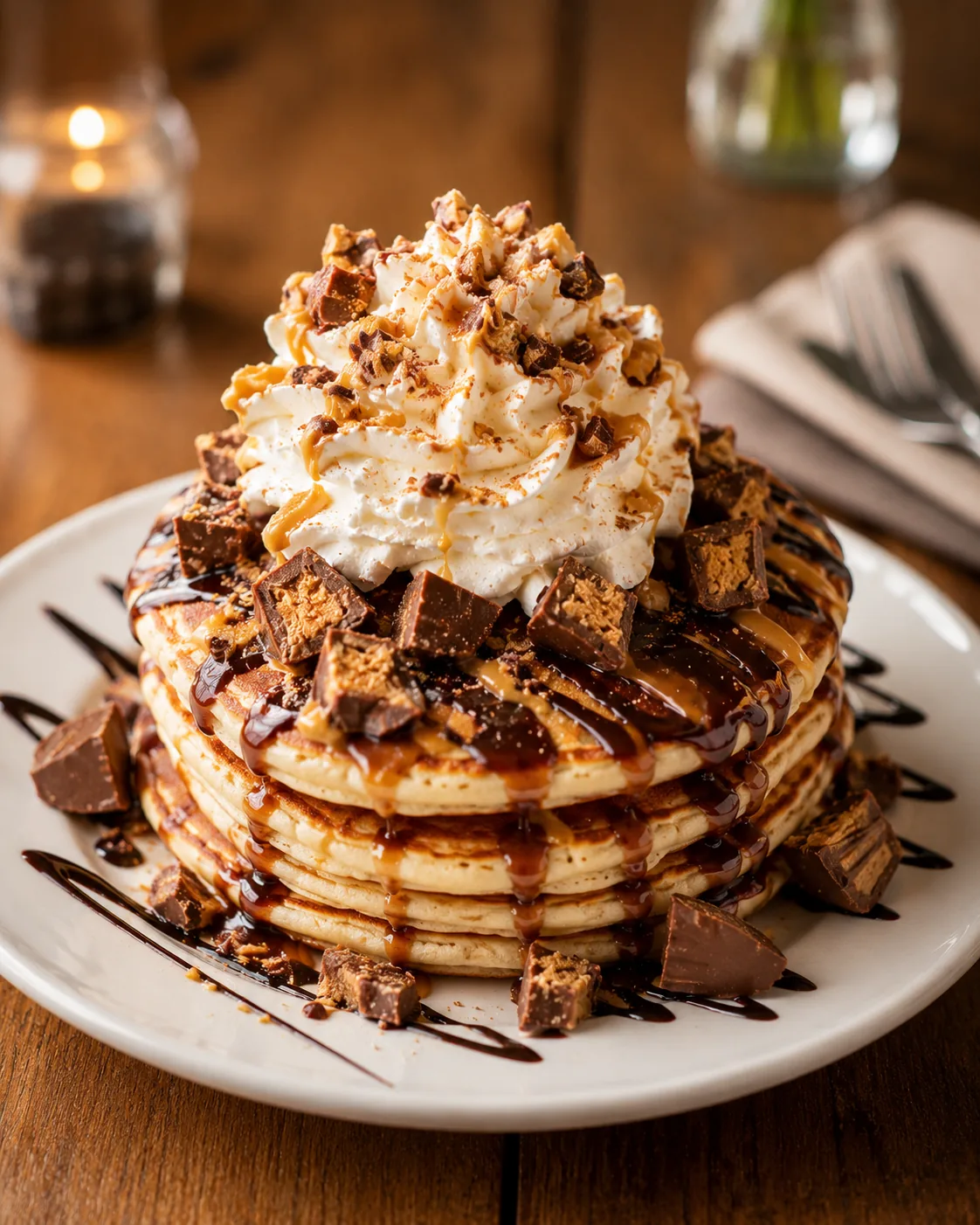 Dessert-style pancake stack with toppings, related to IHOP's rotating dessert menu
