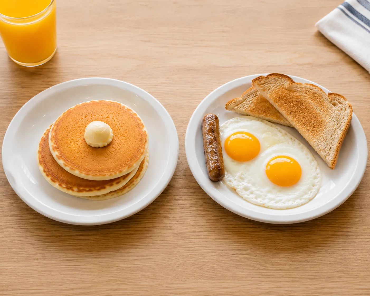 Two smaller value menu plates side by side, comparing IHOP's $6 menu options