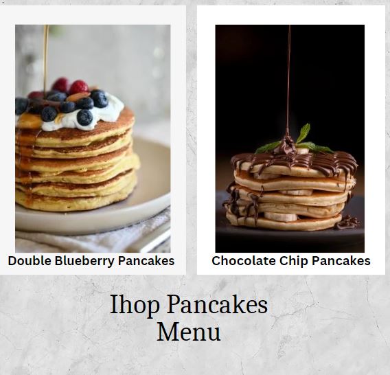 Ihop Pancakes menu